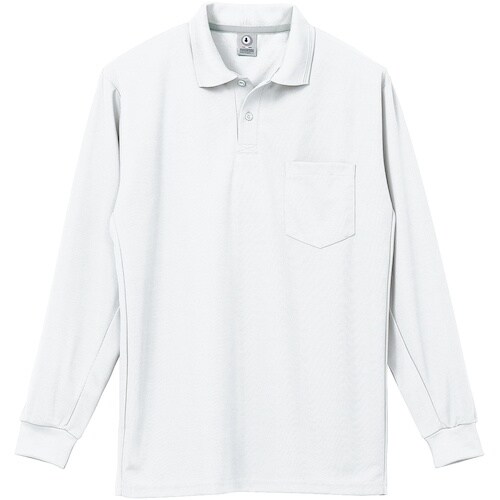 クロダルマ 長袖ポロシャツ(脇スリット) ホワイト