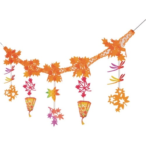 ササガワ 店飾 店飾 紅葉ぼんぼりネットガーランド