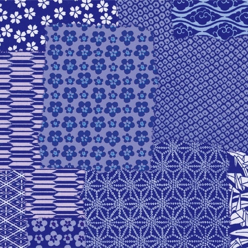 ササガワ 包装紙 包装紙 千代紙合わせ 紺 半才判