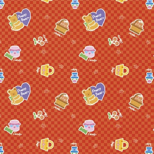 ササガワ 包装紙 包装紙 プリティベア赤 半才判