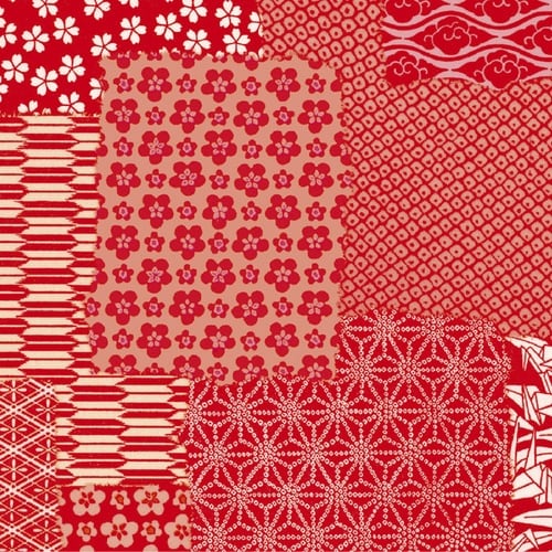 ササガワ 包装紙 包装紙 千代紙合わせ 赤 半才判
