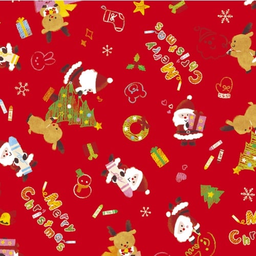 ササガワ 包装紙 包装紙 らくがきサンタ赤 全判