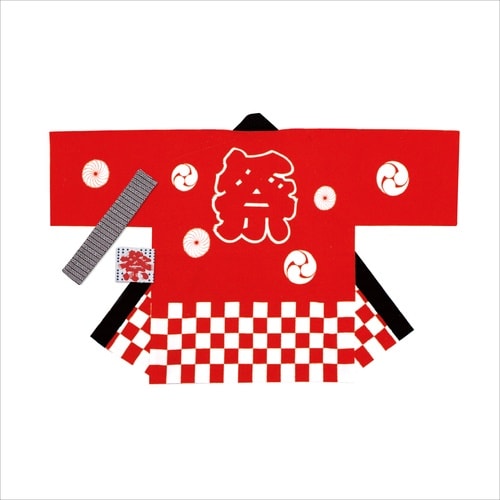 ササガワ はっぴ 祭袢天 市松赤 大人 L