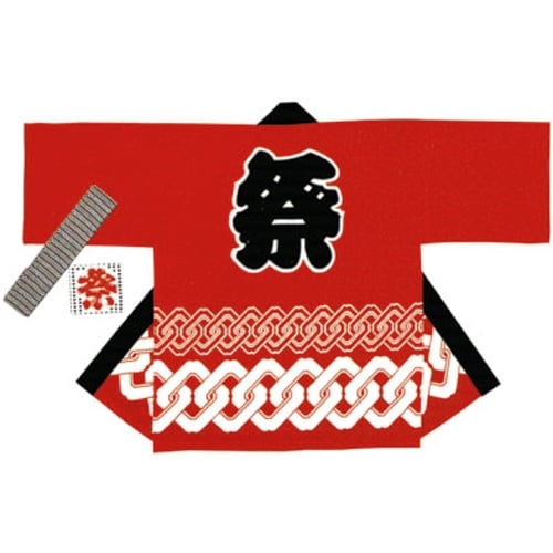 ササガワ 祭袢天 輪つなぎ赤 大人 M