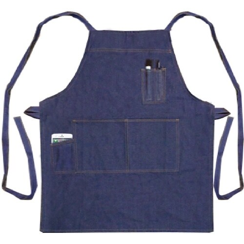 トオケミ デニムエプロン(胸付・共紐タイプ)ネイビ