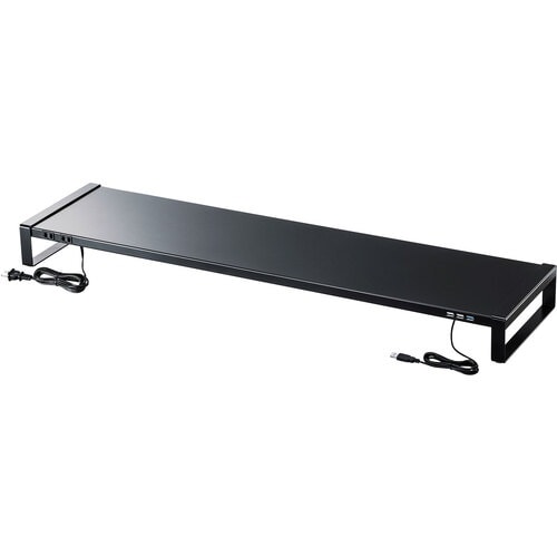 SANWA 電源タップ+USBハブ付き机上ラック(