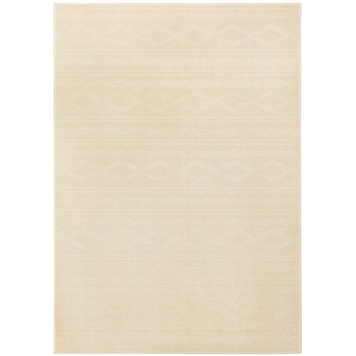 萩原 綿100%のケーブルニット柄ラグ ナチュール