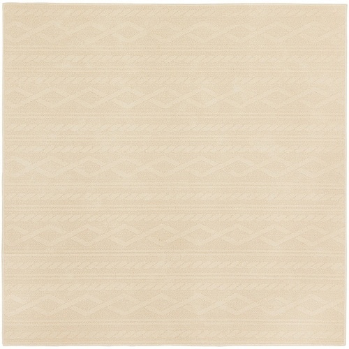 萩原 綿100%のケーブルニット柄ラグ ナチュール