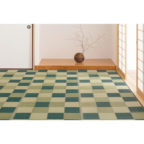 萩原 裏付き 市松柄 い草カーペット うしお 江戸