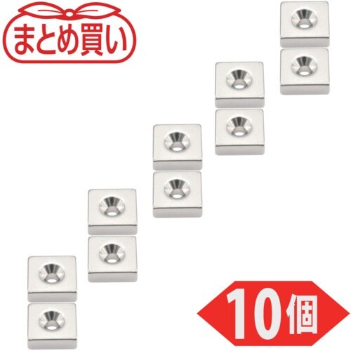 TRUSCO まとめ買い ネオジム角形磁石 皿ねじ