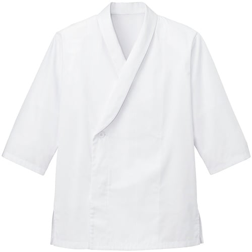 サンペックス 衿付き・七分袖調理衣 ホワイト SS
