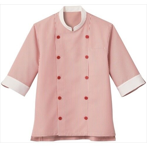 サンペックス 七分袖ショップコート ホワイト*レッ