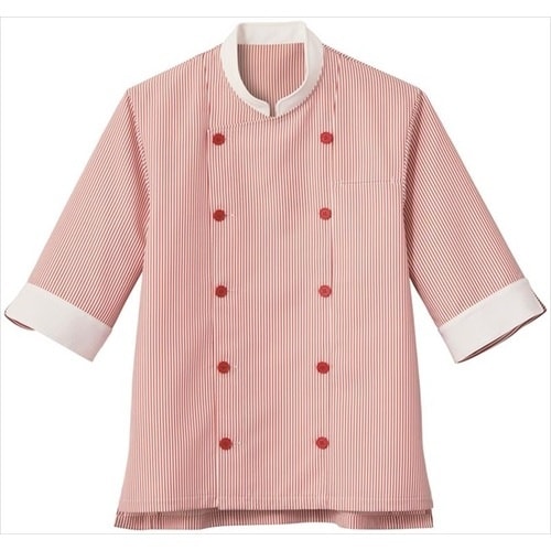 サンペックス 七分袖ショップコート ホワイト*レッ