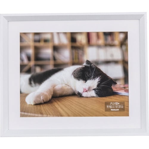 ナカバヤシ 木製写真額 六ツ切/ホワイト