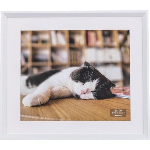ナカバヤシ 木製写真額 四ツ切/ホワイト