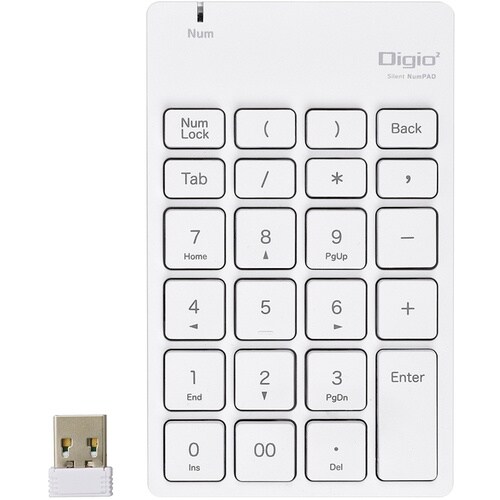 ナカバヤシ USB無線静音テンキーボード ホワイト