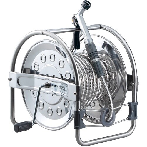 ハタヤ オールステンレス蛇腹ホースリール 15m