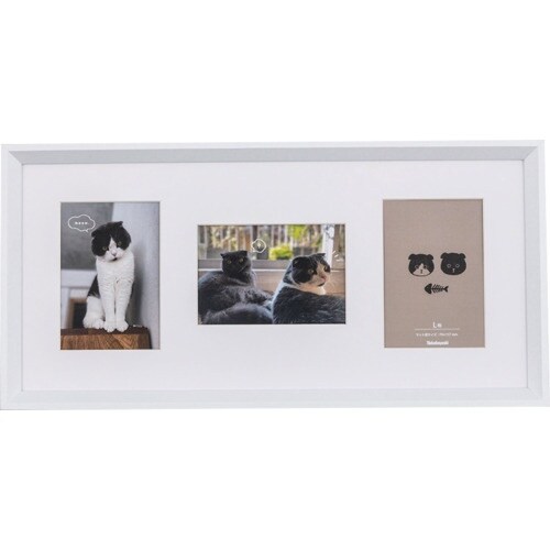 ナカバヤシ 木製多窓額 L窓3面/ホワイト