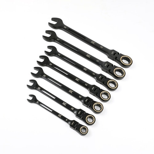 フジ矢 首振ラチェットコンビレンチ 7本セット 黒