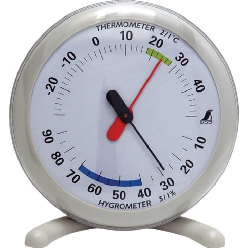 シンワ 温湿度計 Q−1 丸型 15cmライトグレ