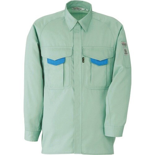 ミドリ安全 春夏 エコ帯電防止 長袖シャツ グリー