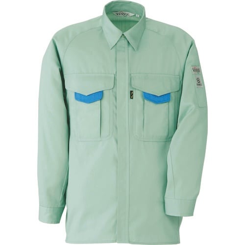 ミドリ安全 春夏 エコ帯電防止 長袖シャツ グリー