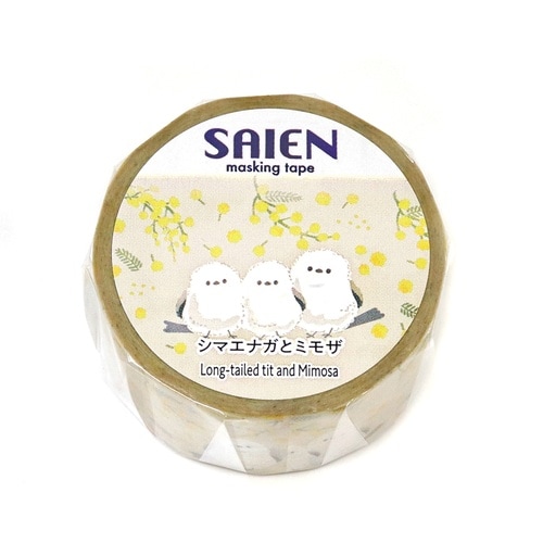 オリジナル シマエナガとミモザ