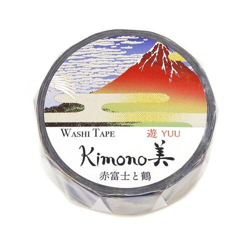 kimono美 赤富士と鶴