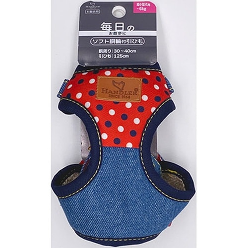 ドットデニム胴輪付リード