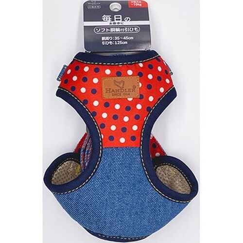 ドットデニム胴輪付リード