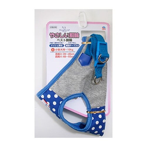 HDポルカドットベスト胴輪S/青