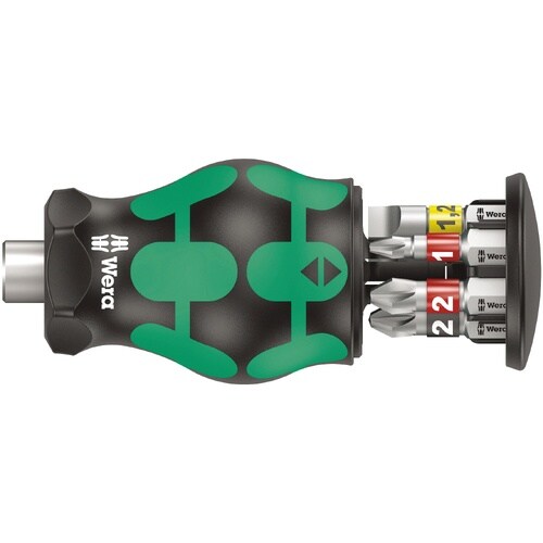 スタビー型ビットセット付ドライバー ビット6個内臓