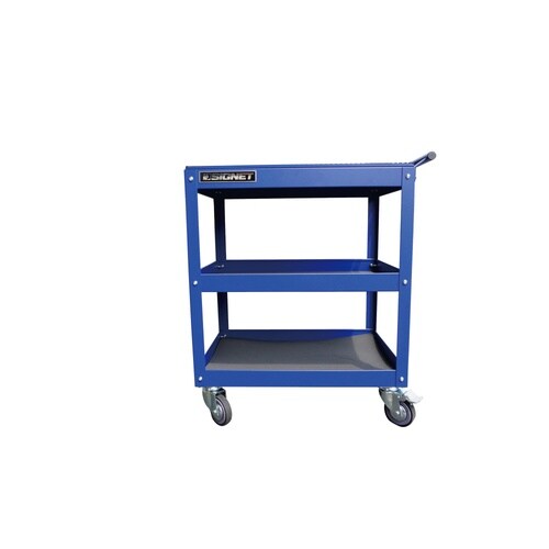 3段ツールワゴン リバーシブル天板ブルー
