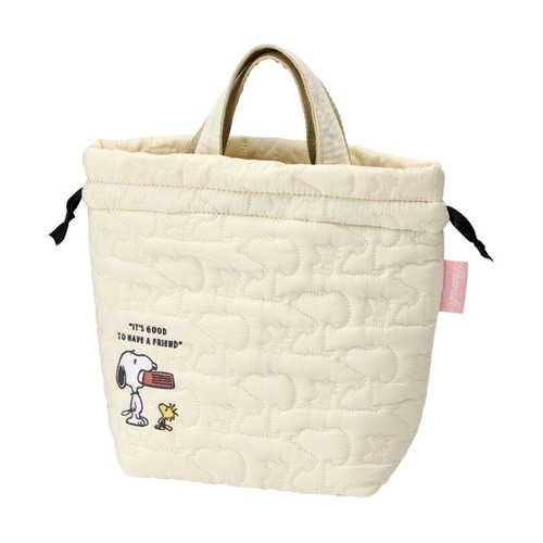 弁当袋 スヌーピー キルト生地保冷ランチ巾着