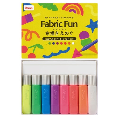 ファブリックファン布描きえのぐ蛍光色+ホワイト×5
