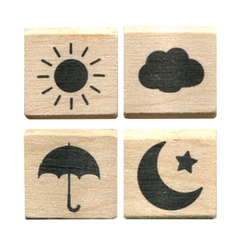 N#手帳はんこ部/天気4種 0409−002×6