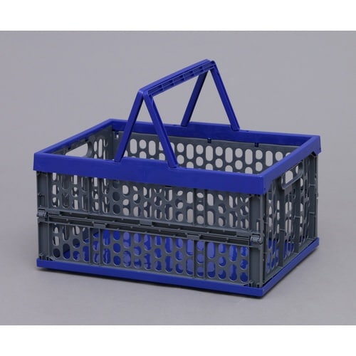 取手付折りたたみコンテナ 32L ブルー/グレー