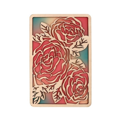 かさね木 マルチカラー 薔薇・白鳥×4