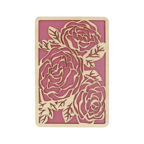 かさね木 シンプルカラー 薔薇・白鳥×4