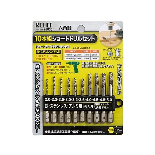 26836 六角軸ショートドリル組鉄工用