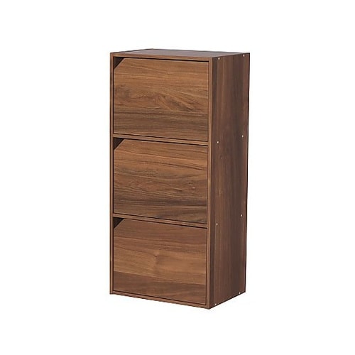 ドア付きカラーボックス3段 ブラウン C