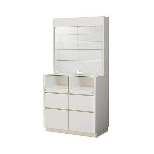 木製壁面用L型ショーケース 照明付き 幅