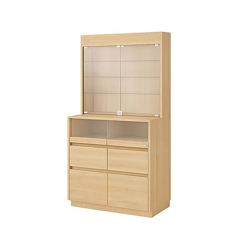 木製壁面用L型ショーケース 照明付き 幅