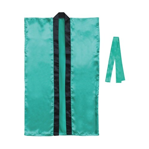 サテンロングハッピ(ハチマキ付) 緑 M