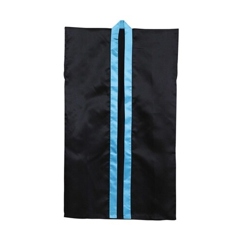 ソフトサテンロングハッピ 黒 青襟 L