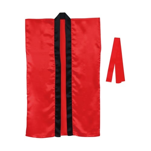 サテンロングハッピ(ハチマキ付) 赤 M