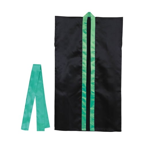 サテンロングハッピ(ハチマキ付) 黒(襟