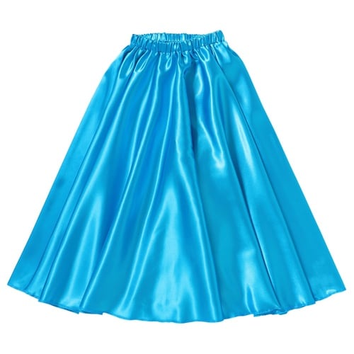 ソフトサテン ロングスカート 青 S 1