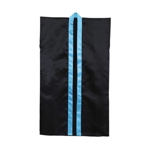 ソフトサテンロングハッピ 黒 青襟 M