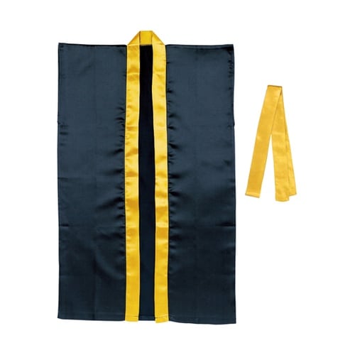 サテンロングハッピ(ハチマキ付) 黒(襟